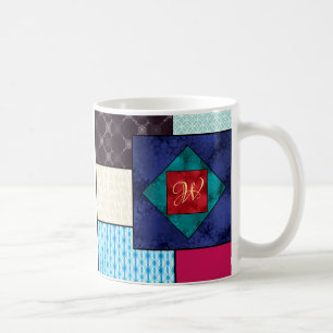 Patchwork Quilt Monogram Kaffeetasse