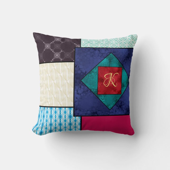 Patchwork Quilt Monogram Kissen (Vorderseite)