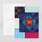 Patchwork Quilt Monogram Postkarte (Vorne/Hinten)