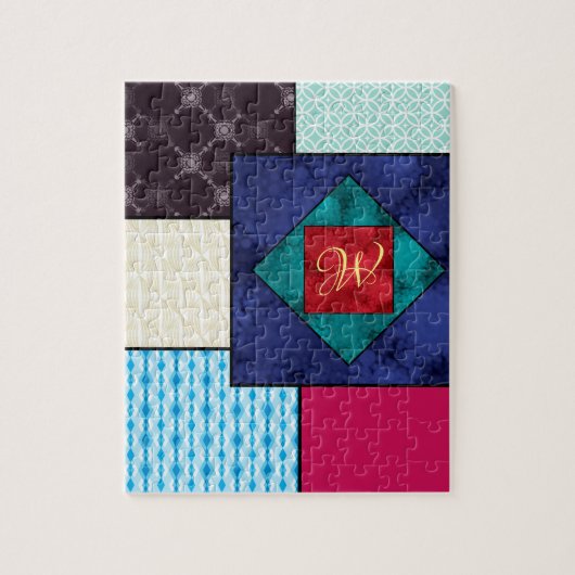 Patchwork Quilt Monogram Puzzle (Vertikal)