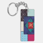 Patchwork Quilt Monogram Schlüsselanhänger (Vorderseite links)