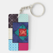 Patchwork Quilt Monogram Schlüsselanhänger (Rückseite)