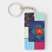 Patchwork Quilt Monogram Schlüsselanhänger (Vorderseite)