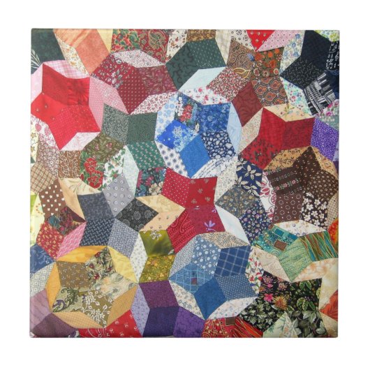 Patchwork Quilt-Muster Fliese (Vorderseite)