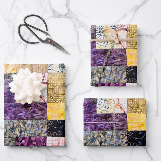 Patchwork Quilt-Muster Geschenkpapier Set (Vorderseite)