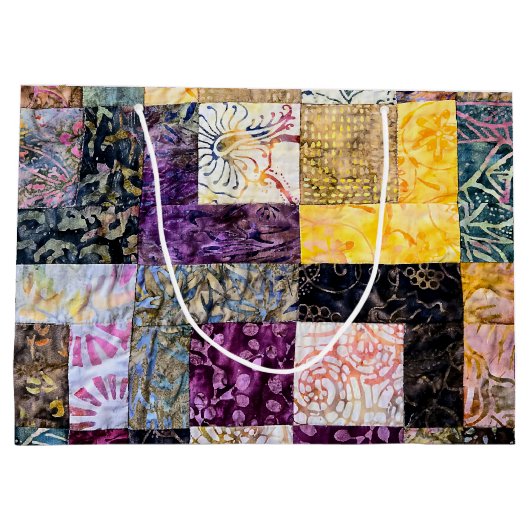Patchwork Quilt-Muster Große Geschenktüte (Rückseite)