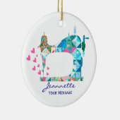 Patchwork-Quilt-Nähmaschine Keramik Ornament (Rechts)