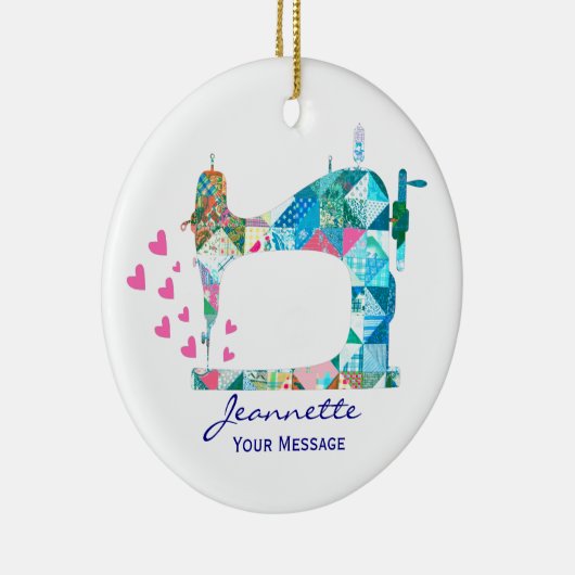 Patchwork-Quilt-Nähmaschine Keramik Ornament (Rechts)