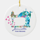 Patchwork-Quilt-Nähmaschine Keramik Ornament (Hinten)