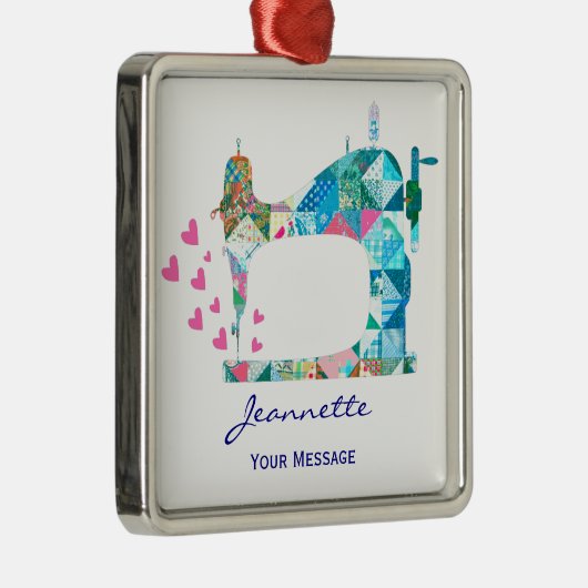 Patchwork-Quilt-Nähmaschine Ornament Aus Metall (Rechts)