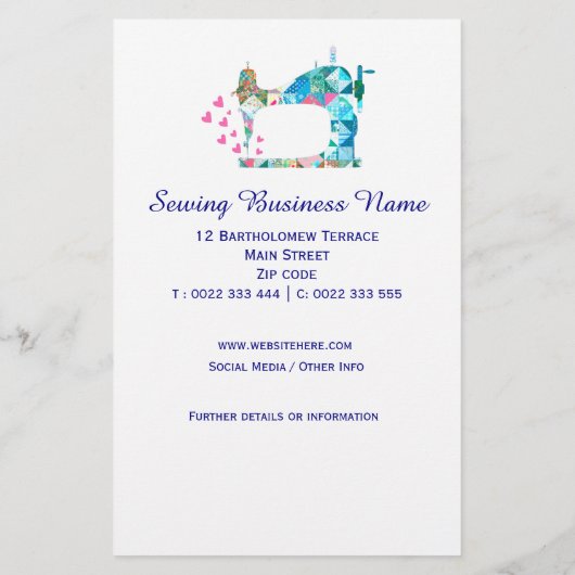 Patchwork-Quilt-Nähmaschinengeschäft Flyer (Hinten)