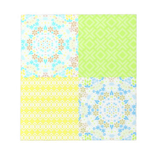 Patchwork-Quilt ornamental Retro-Vintage-Blumenmus Notizblock