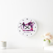 Patchwork Quilt Purple Sewing Machine Wallclock Runde Wanduhr (Zuhause)