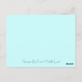 Patchwork Quilt-Rezept-Karte in Blau Postkarte (Rückseite)