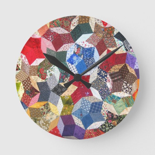 Patchwork Quilt Runde Wanduhr (Vorderseite)