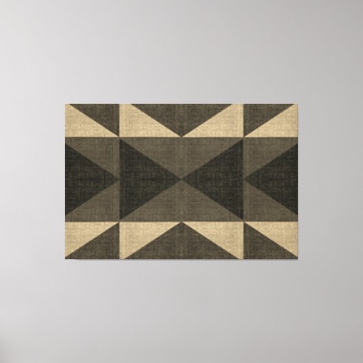 "PATCHWORK QUILT - SCHWARZE UND TAN SQUARS" LEINWANDDRUCK (Vorderseite)