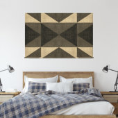 "PATCHWORK QUILT - SCHWARZE UND TAN SQUARS" LEINWANDDRUCK (Insitu (Schlafzimmer))