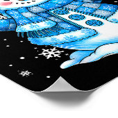 Patchwork Quilt Snowman Quilter Merry Christmas Pa Poster (Ecke)