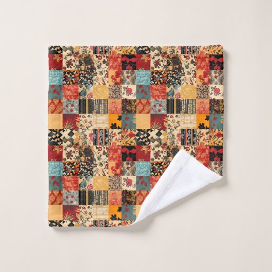 Patchwork Quilt Style Badhandtuch Set (Waschlappen)