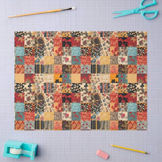 Patchwork Quilt Style Seidenpapier (Basteln)