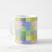 Patchwork Quilt Zickzack Stripes Polka Dots Blume Kaffeetasse (Vorderseite Links)
