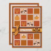 Patchwork Quilted-look-Erntedank Einladung (Vorne/Hinten)