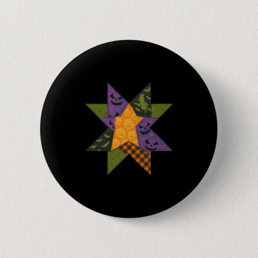 Patchwork Quilting Block Star Muster Halloween Qu Button (Vorderseite)