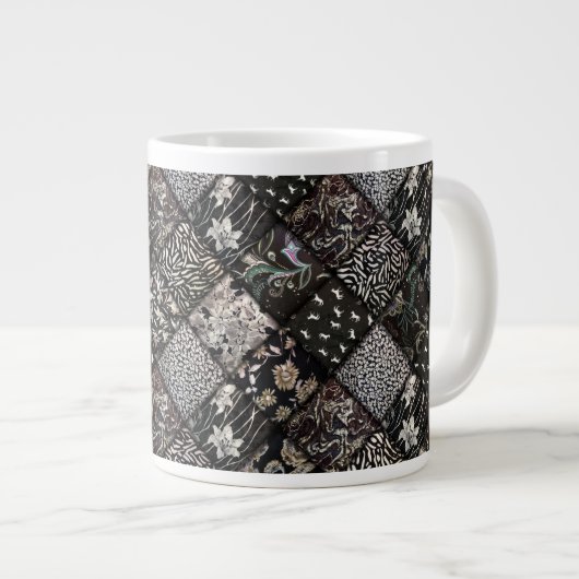 Patchwork-Quilting für Schwarzweiß-Imitate Jumbo-Tasse (Vorderseite Rechts)