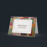 Patchwork-Quiltmuster für Friends Geburtstag Karte<br><div class="desc">Patchwork-Quiltmuster mit orangefarbenem Handstich zum Geburtstag eines Freundes</div>