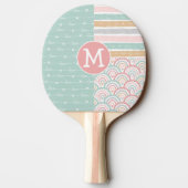 Patchwork Rainbow Hearts Monogram Ping Pong Paddle Tischtennis Schläger (Rückseite)