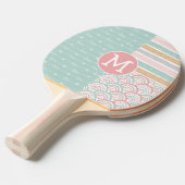 Patchwork Rainbow Hearts Monogram Ping Pong Paddle Tischtennis Schläger (Vorderseite)