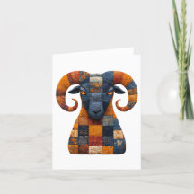 Patchwork Ram Greetings Card