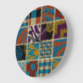 Patchwork-Raues-Leinwand-Nahtloses-Muster Große Wanduhr (Winkel)
