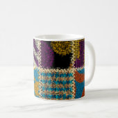 Patchwork-Raues-Leinwand-Nahtloses-Muster Kaffeetasse (VorderseiteRechts)