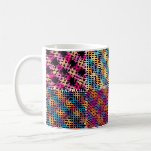 Patchwork-Rauhe-Leinwand-Quadrate Vintage Kaffeetasse (Links)