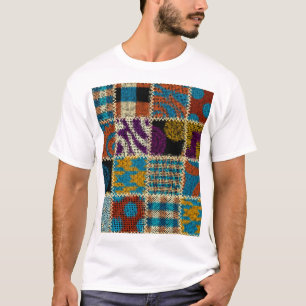 Patchwork-Rauleinwand nahtloses Muster T-Shirt