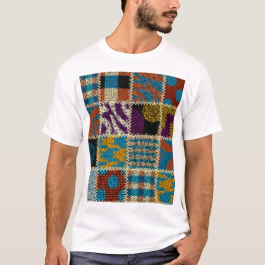 Patchwork-Rauleinwand nahtloses Muster T-Shirt (Vorderseite)