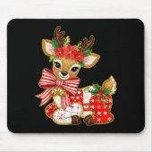 Patchwork Reindeer Preppy Girly Christmas Xmas Hol Mousepad (Vorne)