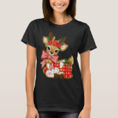 Patchwork Reindeer Preppy Girly Christmas Xmas Hol T-Shirt (Vorderseite)
