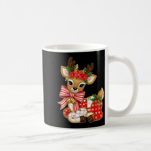 Patchwork-Rentier-Schick-Mädchen-Weihnachten Xmas  Kaffeetasse (Rechts)