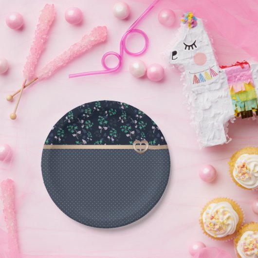 Patchwork, Retro, Blau Pappteller (Party)