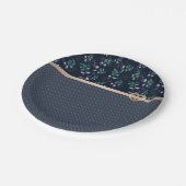 Patchwork, Retro, Blau Pappteller (Schrägansicht)