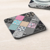 Patchwork-Retro-Farben Patchwork-Quilting Getränkeuntersetzer (Linke Seite)