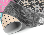 Patchwork-Retro-Vintage Farbpatchwork-Quiltierung Geschenkpapier (Rolleneckpunkt)