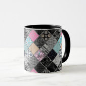 Patchwork-Retro-Vintage Farbpatchwork-Quiltierung Tasse (VorderseiteRechts)