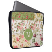 Patchwork-Rose benutzerdefiniertes Monogramm Laptopschutzhülle (Vorne Rechts)