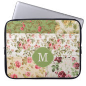 Patchwork-Rose benutzerdefiniertes Monogramm Laptopschutzhülle (Vorderseite)