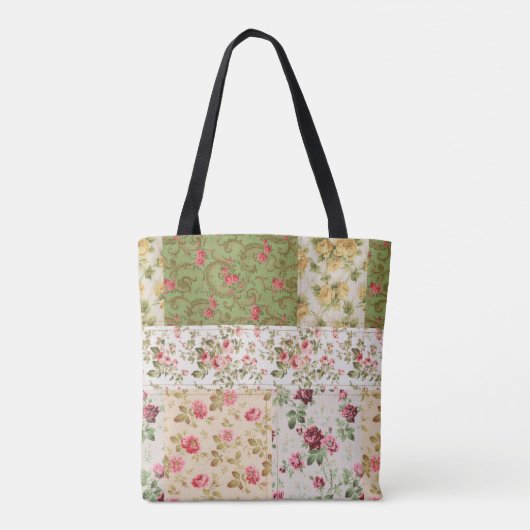 Patchwork-Rose Benutzerdefiniertes Monogramm Tasche (Rückseite)