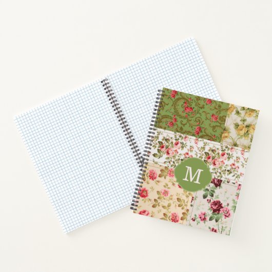 Patchwork Rose Custom Monogram Journal Notebook Notizblock (Innenseite)