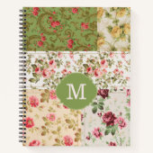 Patchwork Rose Custom Monogram Journal Notebook Notizblock (Vorderseite)